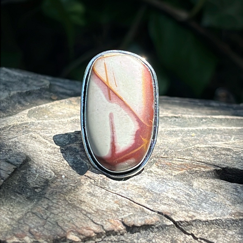 Size 8.5 925 silver plated freeform jasper ring